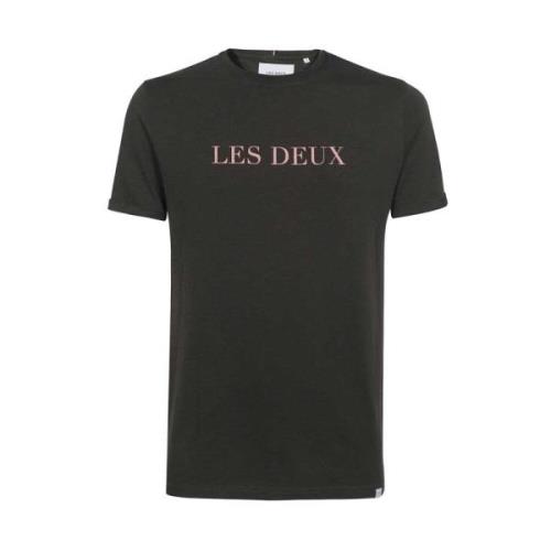 Geribbelde katoenen T-shirt Les Deux , Black , Heren