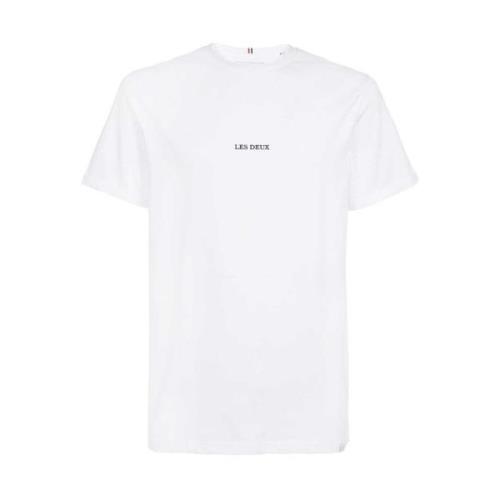 Katoenen Crew-Neck T-Shirt met Logo Print Les Deux , White , Heren