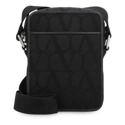 Nylon Messenger Tas met Iconographe Motief Valentino , Black , Heren