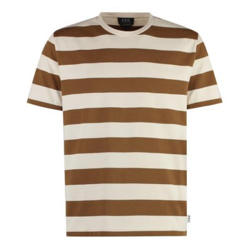 Gestreept Katoenen Crew-Neck T-Shirt A.p.c. , Beige , Heren