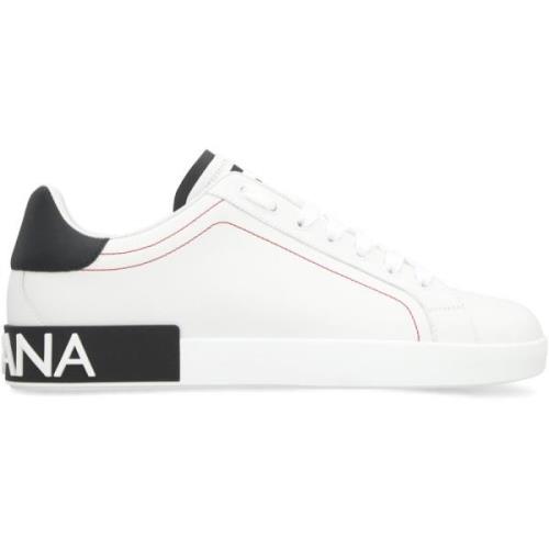 Contrasterende leren lage sneakers Dolce & Gabbana , White , Heren