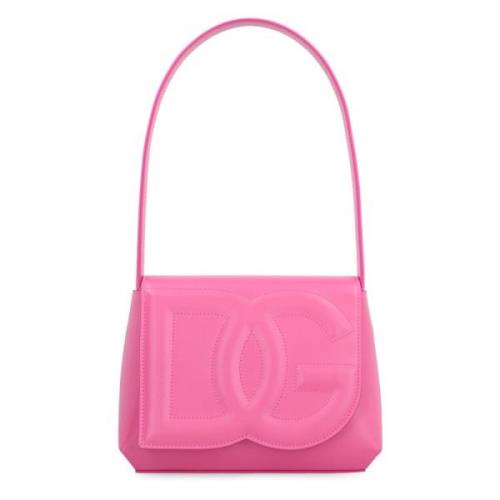 Leren schoudertas met DG-logo Dolce & Gabbana , Pink , Dames