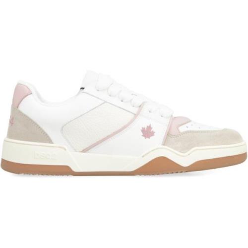 Leren lage sneakers met suède inzetstukken Dsquared2 , White , Dames