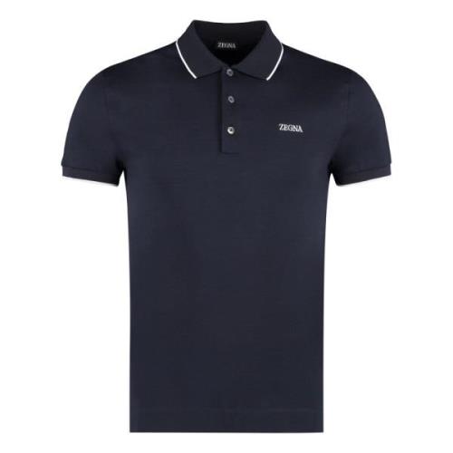 Katoenen Piqué Polo Shirt Ermenegildo Zegna , Blue , Heren