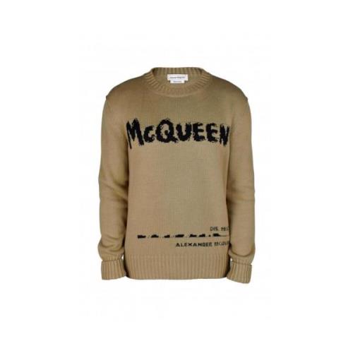 Zwarte Graffiti Sweater Alexander McQueen , Beige , Heren