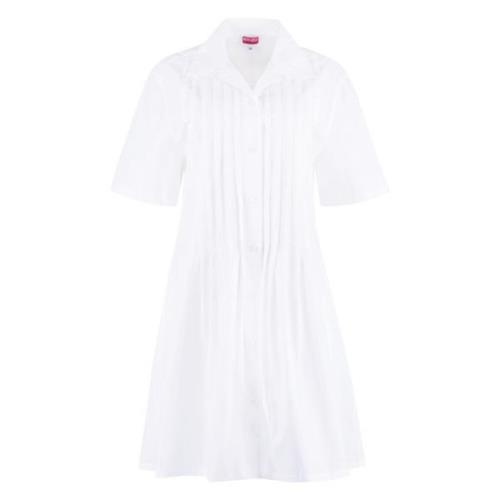 Geplooide Katoenen Overhemdjurk Kenzo , White , Dames