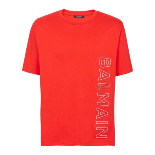 Geëmbosseerd T-shirt Balmain , Red , Heren