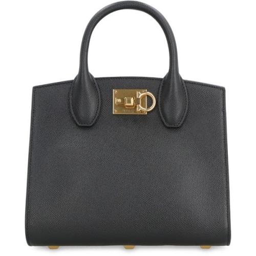 Leren Mini Handtas met Druksluiting Salvatore Ferragamo , Black , Dame...