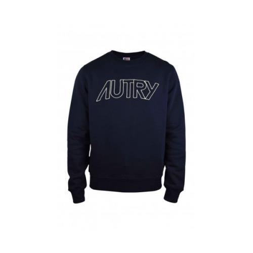 Navyblauwe Katoenen Sweatshirt met Geborduurd Logo Autry , Blue , Here...
