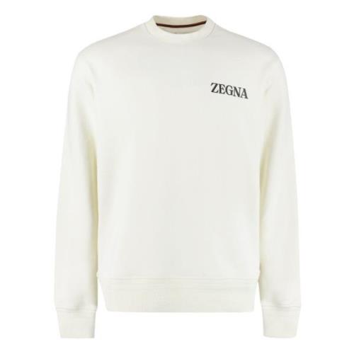 Geborduurd Logo Katoenen Sweatshirt Ermenegildo Zegna , White , Heren