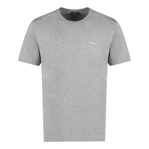 Katoenen T-shirt met logo Ermenegildo Zegna , Gray , Heren