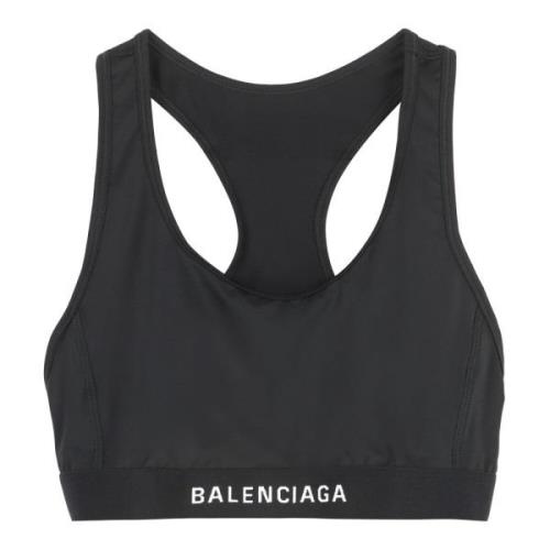 Crop Top met logo Balenciaga , Black , Dames