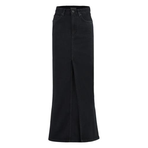 Denim Rok met Metalen Knopen Balenciaga , Black , Dames