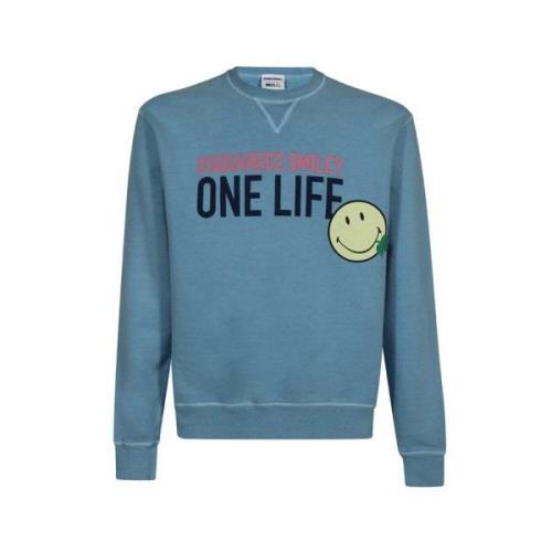 Cool Fit Katoenen Sweatshirt Dsquared2 , Blue , Heren