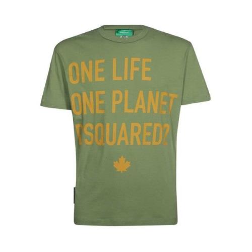 Katoenen Logo T-shirt Dsquared2 , Green , Heren