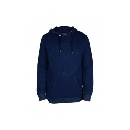 Navy Blauwe Denim Effect Sweatshirt met Ingelegd Logo Balmain , Blue ,...