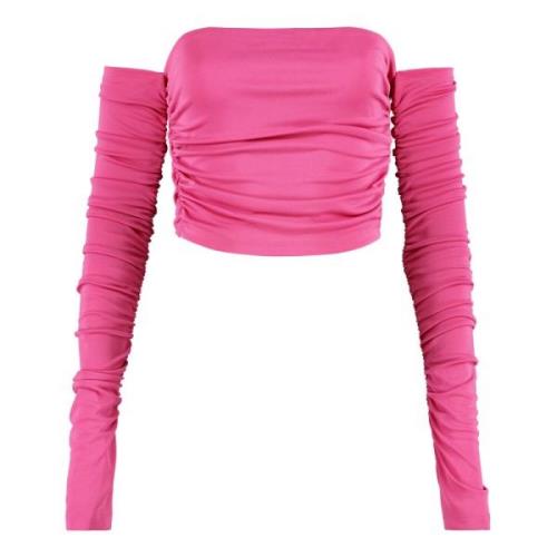 Crop top met geplooide mouwen Andamane , Pink , Dames