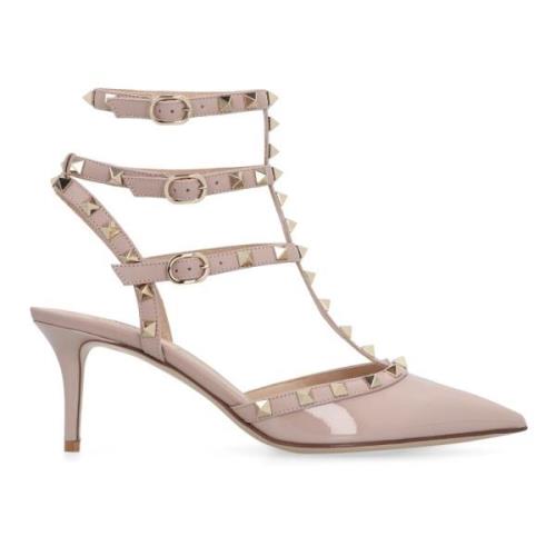 Rockstud Patent Leren Slingback Pumps Valentino , Beige , Dames