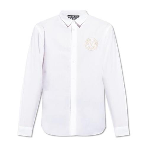 Katoenen shirt met logo Versace Jeans Couture , White , Heren