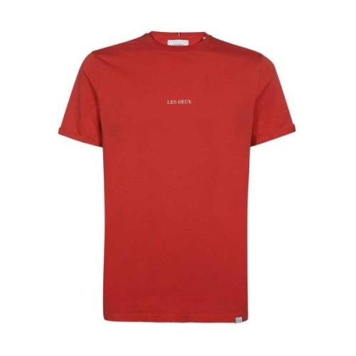 Katoenen Crew-Neck T-Shirt Les Deux , Red , Heren