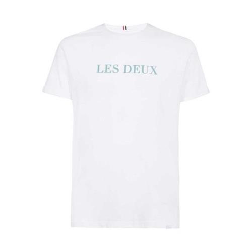 Katoenen Logo T-shirt Les Deux , White , Heren