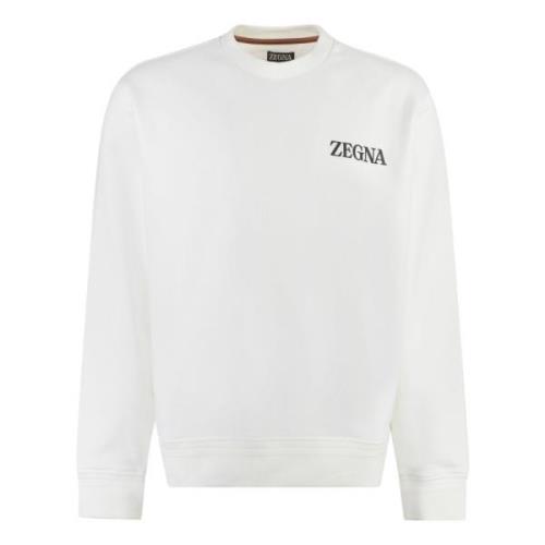 Katoenen Crew-Neck Sweatshirt Ermenegildo Zegna , White , Heren