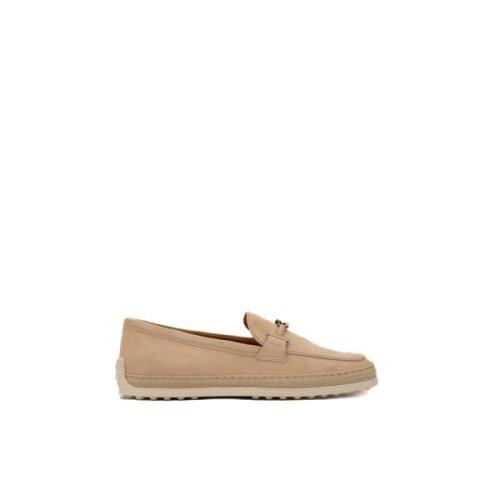 Beige Leren Platte Schoenen Tod's , Beige , Dames