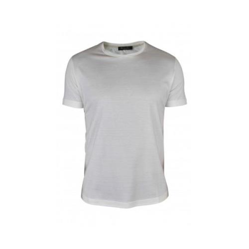 Crèmekleurig Katoen en Zijde T-Shirt Loro Piana , White , Heren