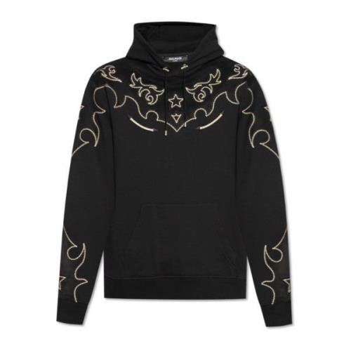 Embroidered hoodie Balmain , Black , Heren