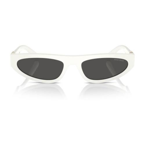 Moderne zonnebril met wit montuur en donkergrijze lenzen Miu Miu , Whi...