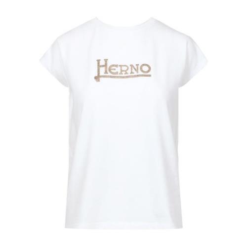 T-shirt met bedrukt logo Herno , White , Dames