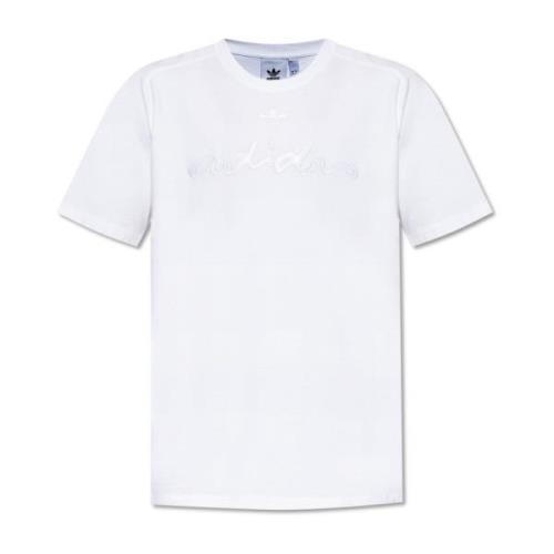 T-shirt met logo Adidas Originals , White , Heren