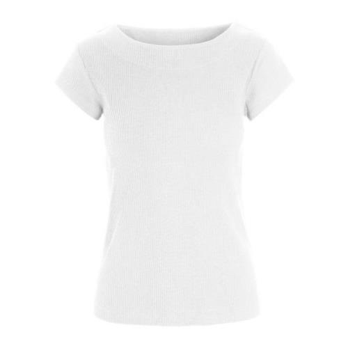 Globe Rib T-Shirt Top in Wit Bitte Kai Rand , White , Dames