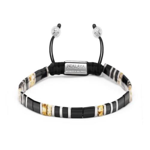 Handgeschilderd Glaskraal Armband Nialaya , Gray , Heren