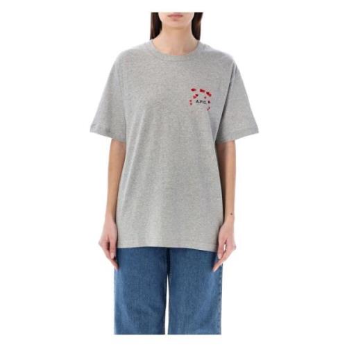 Grijze Mel T-shirt met Hartprint A.p.c. , Gray , Dames