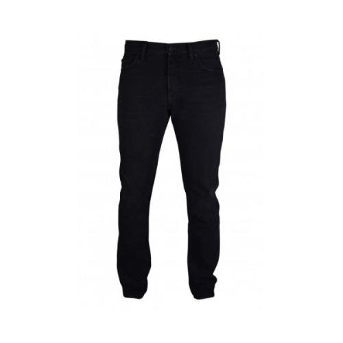 Zwarte Slim-Fit Jeans met Blauwe Strepen Off White , Black , Heren