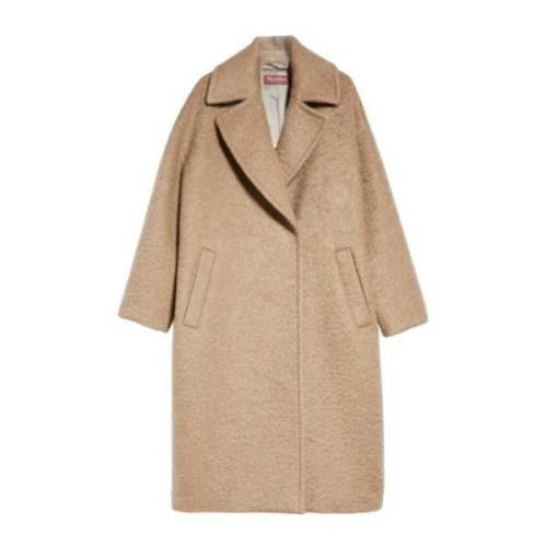 Mohair Wollen Jas met Eivormige Lijn Max Mara , Beige , Dames