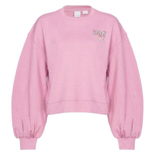 Love Birds Geborduurde Boxy Sweatshirt in Roze Pinko , Pink , Dames