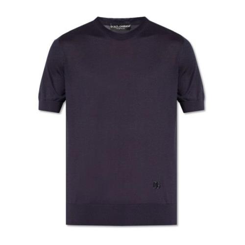 Zijden T-shirt Dolce & Gabbana , Blue , Heren
