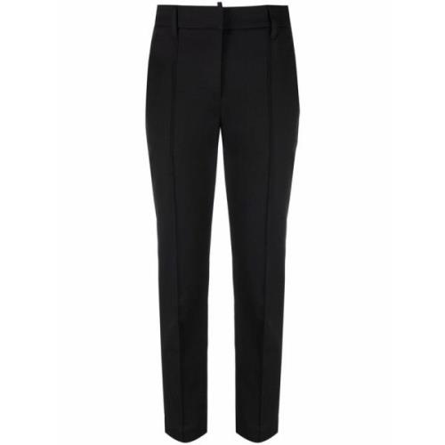 Zwarte Slim-Fit Cropped Broek Brunello Cucinelli , Black , Dames