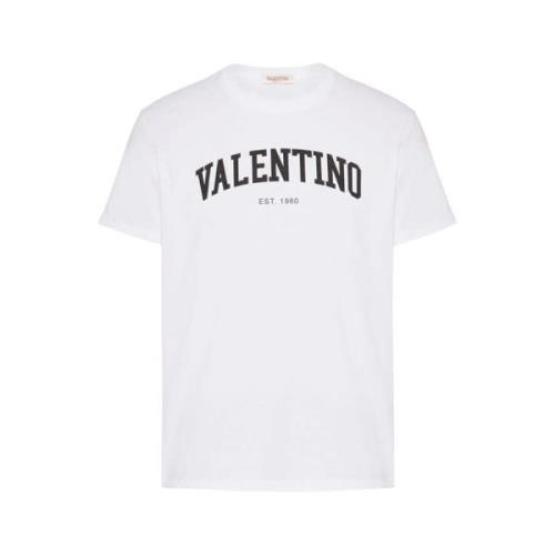 Heren College Logo T-Shirt Valentino , White , Heren