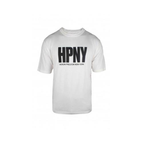 Wit Katoenen T-Shirt met Hpny Print Heron Preston , White , Heren