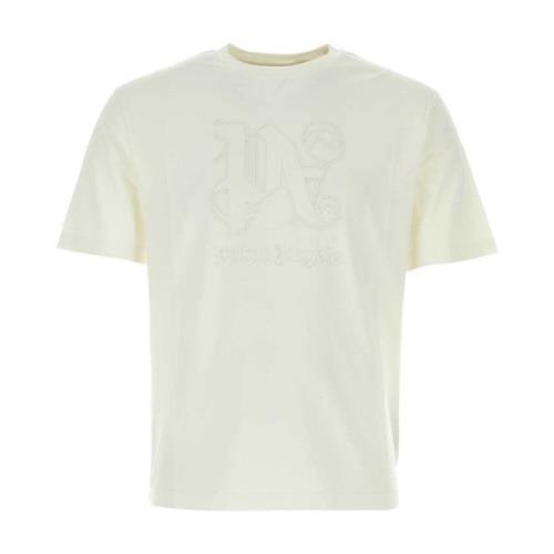 Ivoor Katoenen T-shirt Palm Angels , White , Heren