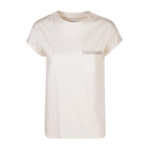 Contrast Groe Crewneck T-Shirt Eleventy , Beige , Dames