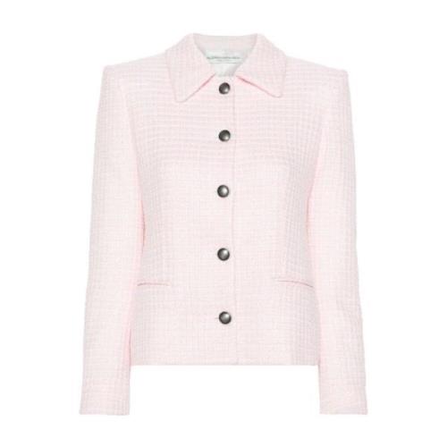Roze Tweed Check Jas met Pailletten Alessandra Rich , Pink , Dames