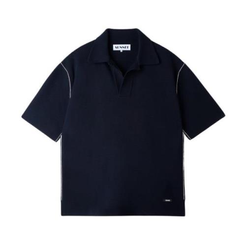 Donkerblauw Polo Shirt met Contraststiksels Sunnei , Blue , Heren