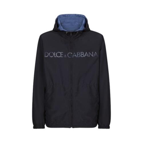 Omkeerbare Logo Print Parka Dolce & Gabbana , Blue , Heren