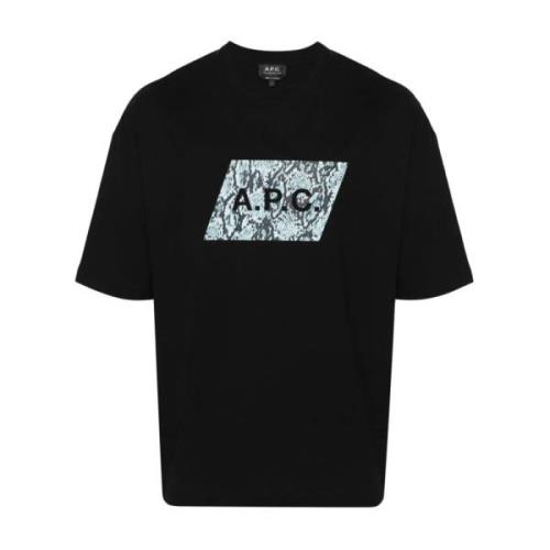 Heren T-shirt met Python Motief A.p.c. , Black , Heren