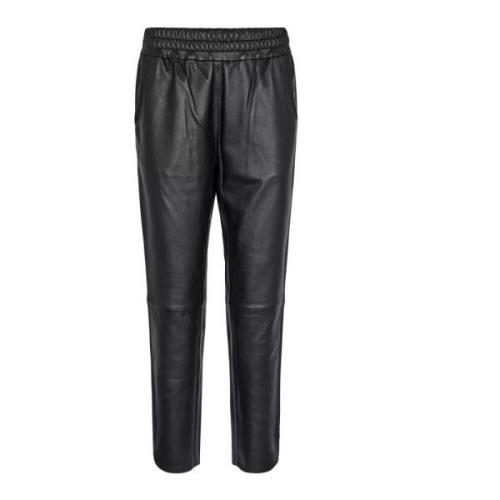 Zwarte leren sweatpants met elastische tailleband MOS Mosh , Black , D...