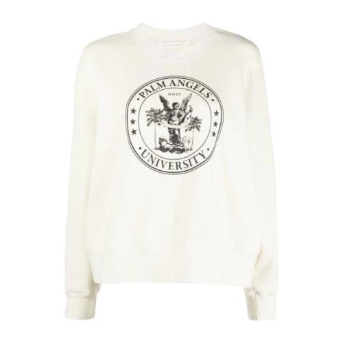 Klassieke Crew Sweatshirt in Butter/Black Palm Angels , White , Dames